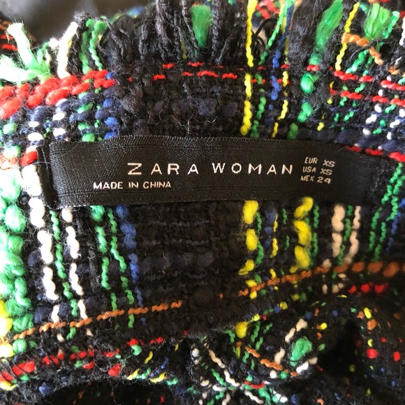 Zara Autumn Vintage Tweed Tartan Plaid High Waist Midi Skirt Size XS - Picture 14 of 15